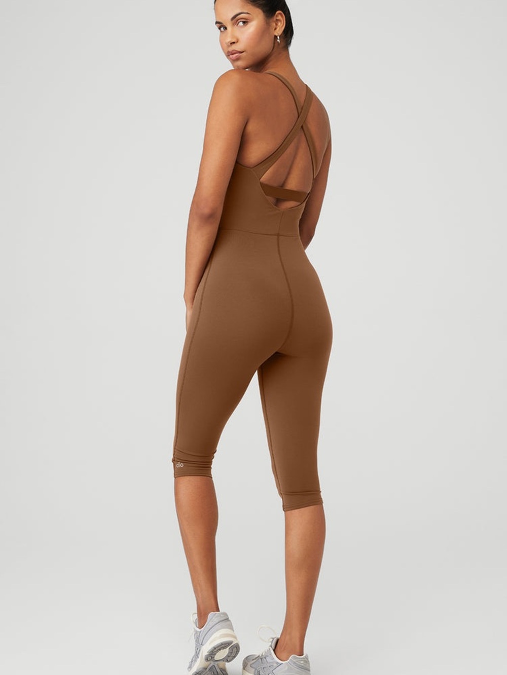 ALO Yoga Brown Cross-Back Capri Jumpsuit